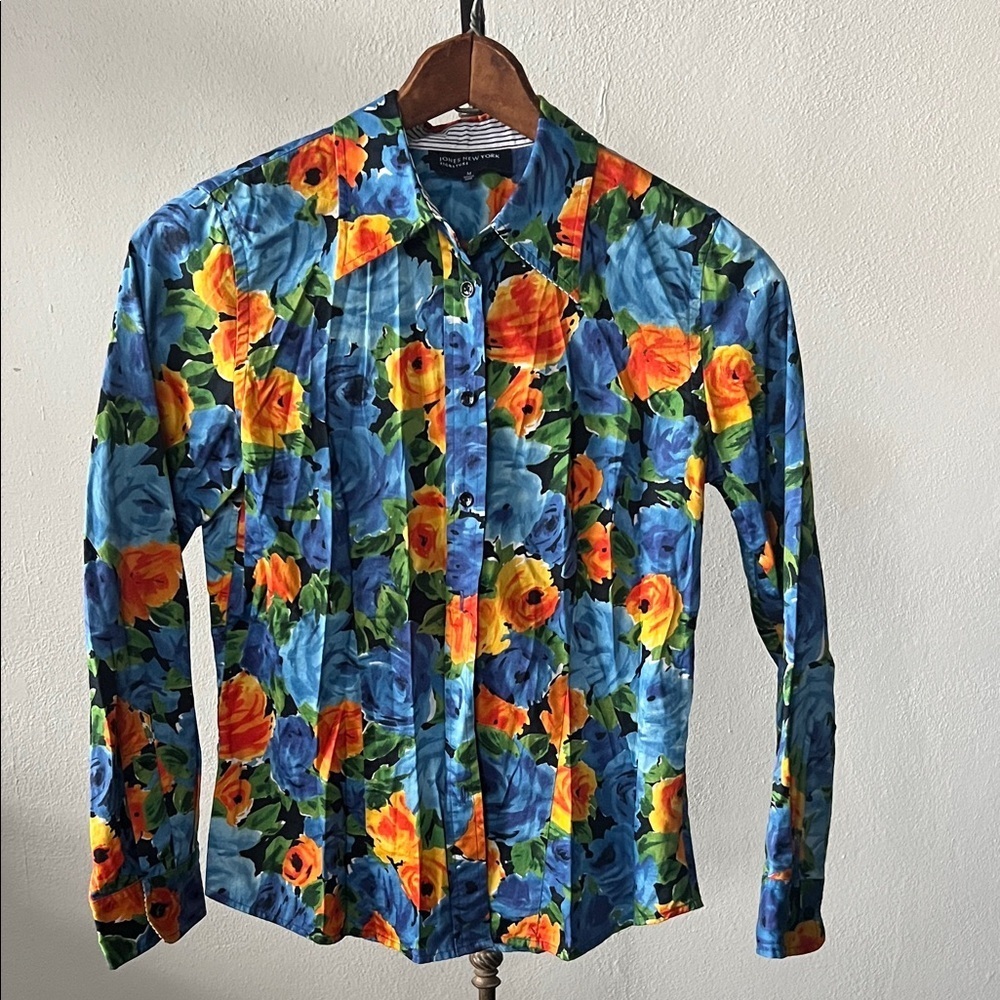 Jones New York Floral Blouse Womens Medium